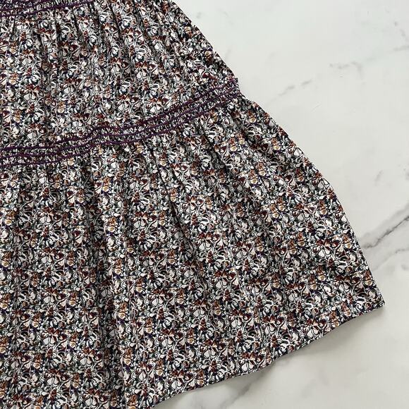 CAARA Smocked tiered Midi dress puff sleeves Ditsy floral Sz M Romantic chic - Picture 8 of 11